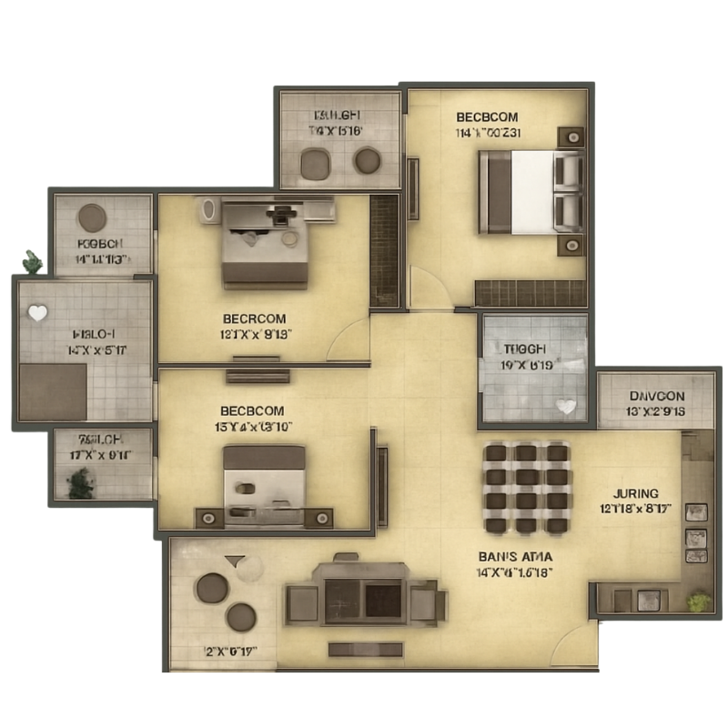 Cluster Plan 3 BHK Category 1